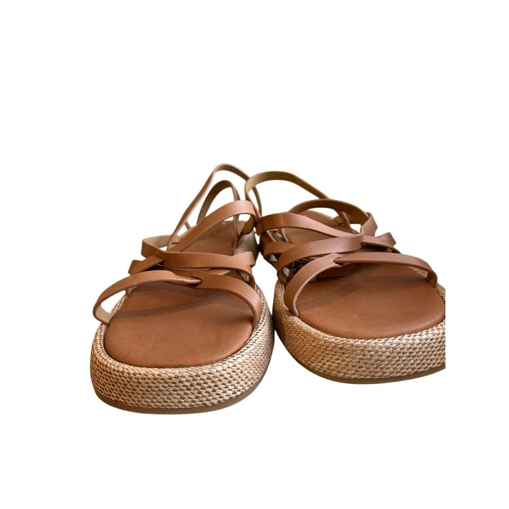 MADEWELL The Sabina‎ Raffia Flatform Sandal in Brown, Size 10